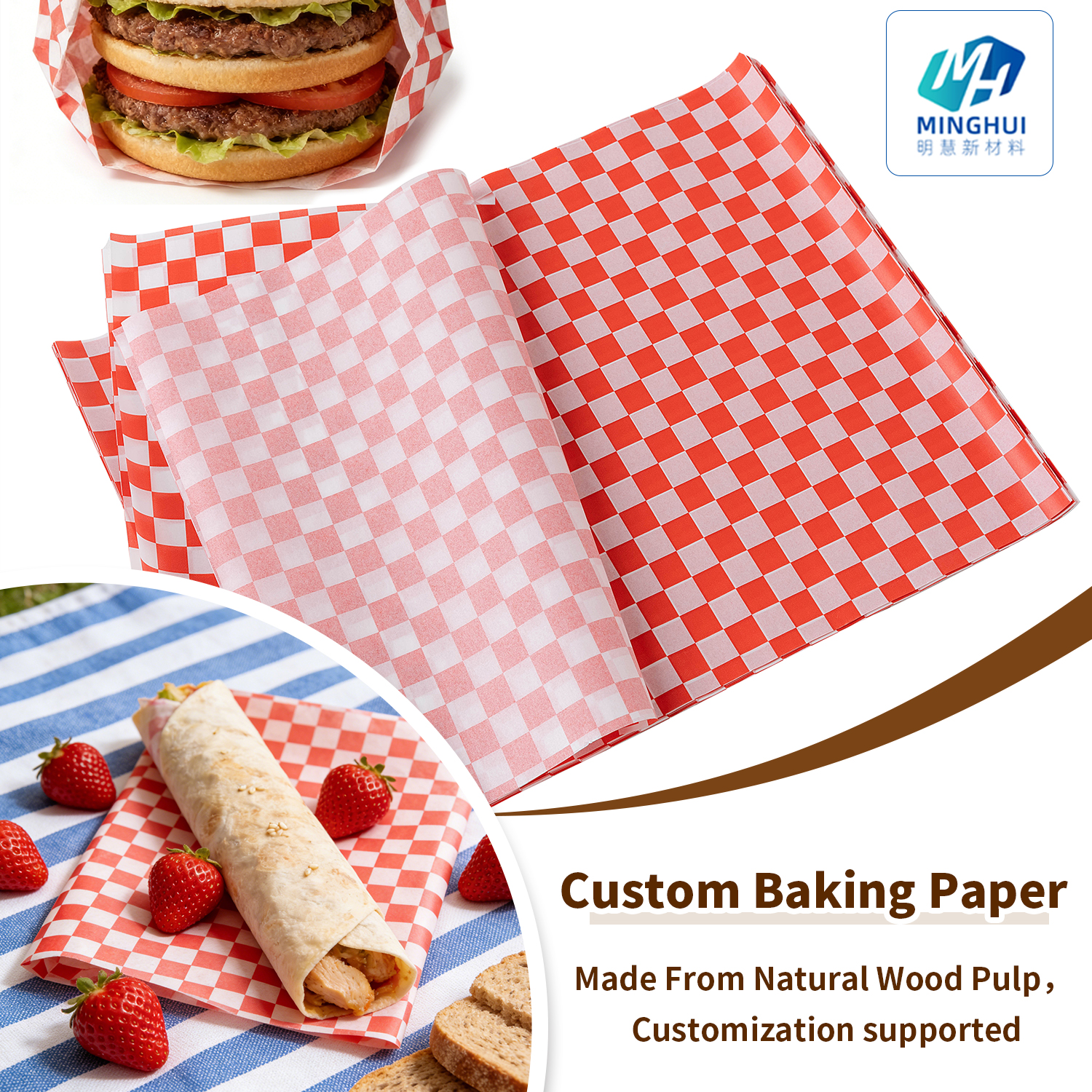 High Quality Single Side 40gsm Parchment Paper Greaseproof Silicone Oil Coated Baking Sheets for Sandwich Hamburger