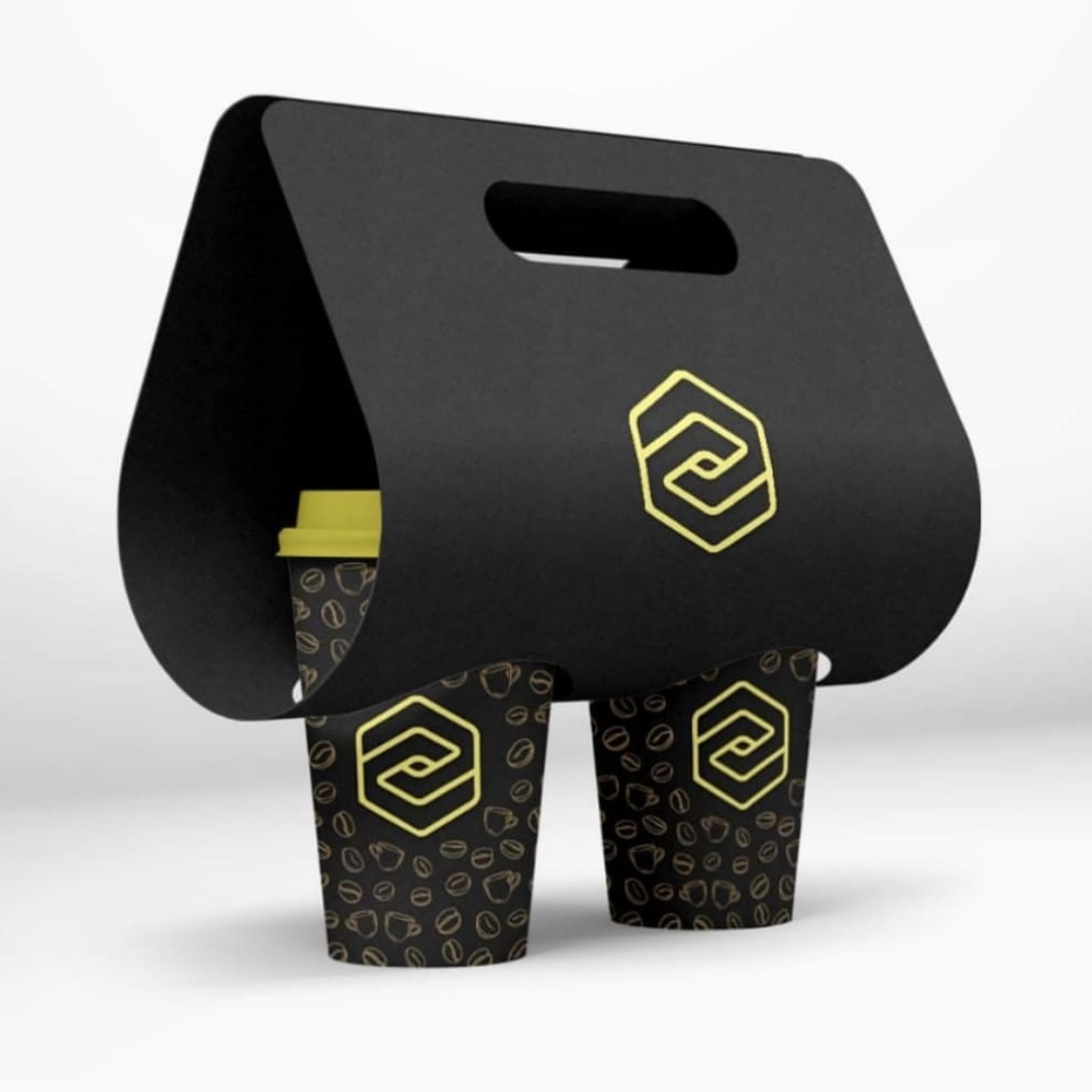 Custom Printed Disposable 2 Cup Carrier Take Away To Go Kraft White Cardboard Milk Tea Coffee Paper Cafe Cup Holders