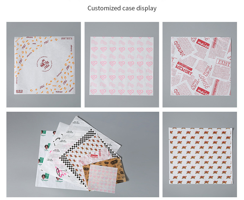 Food Grade Greaseproof Papers Oil-Proof Wrapping Wax Wrap Paper for BBQ Sandwich Hamburgers