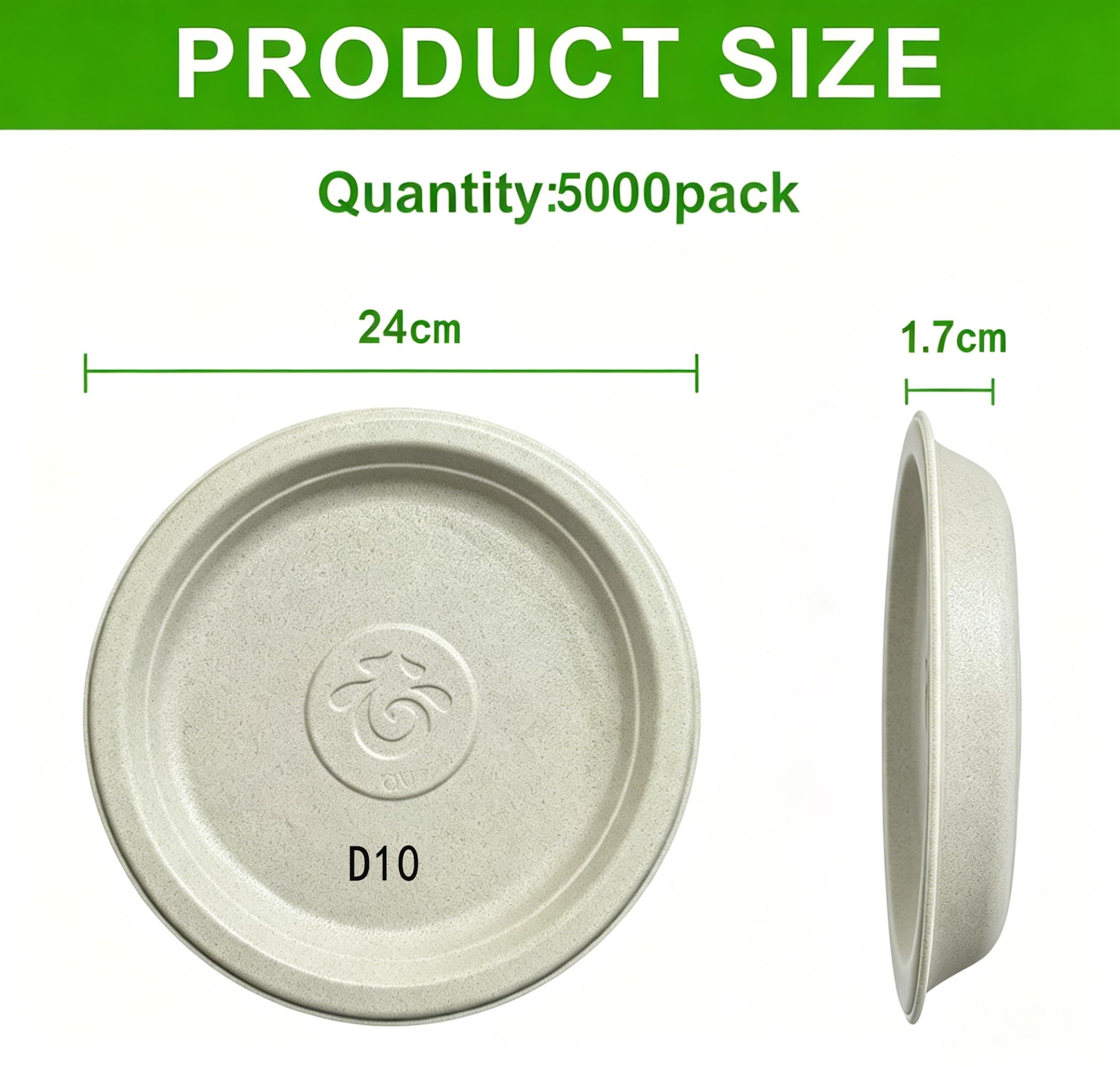 Disposable Eco-Friendly Rice Husk Plates for Camping 100% Compostable Biodegradable Microwavable Refrigerator-Safe Dessert
