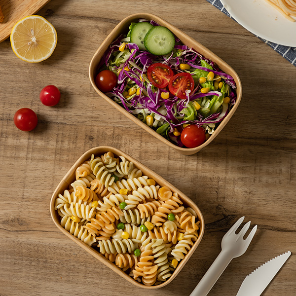 Custom Print Eco-Friendly Disposable Kraft Paper Lunch Bowls 24oz Lid Biodegradable Compostable Microwave Safe For Soup Salad