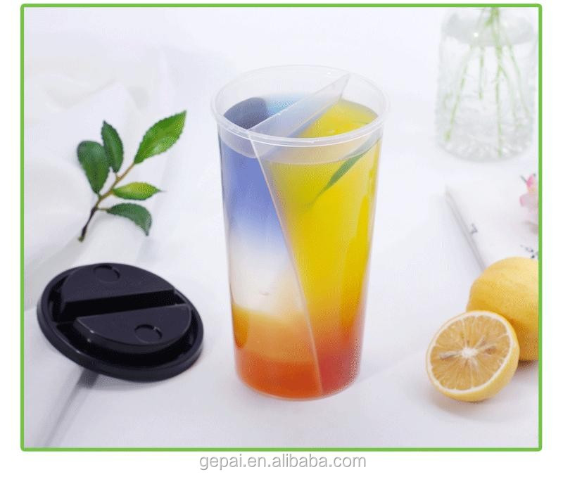 26oz Disposable PP Plastic Twin Split Coffee Cups With Lids 2 Compartment Household Drinkware For Parties CN