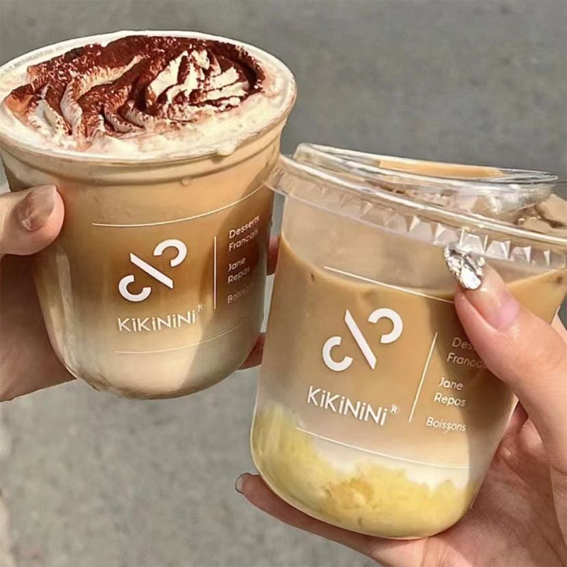 Food Grade Biodegradable Customized Drink Coffee PLA Plastic Cup Reusable Round Stickers Milk Tea Plastic Cup With Straw and Lid