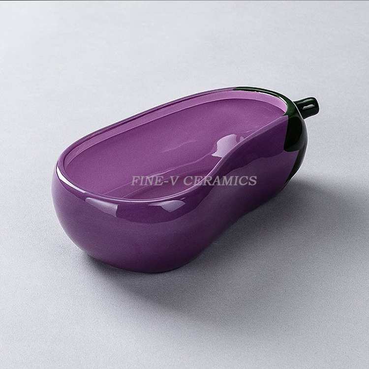 Creative Eggplant Styling Ceramic Salad Bowl