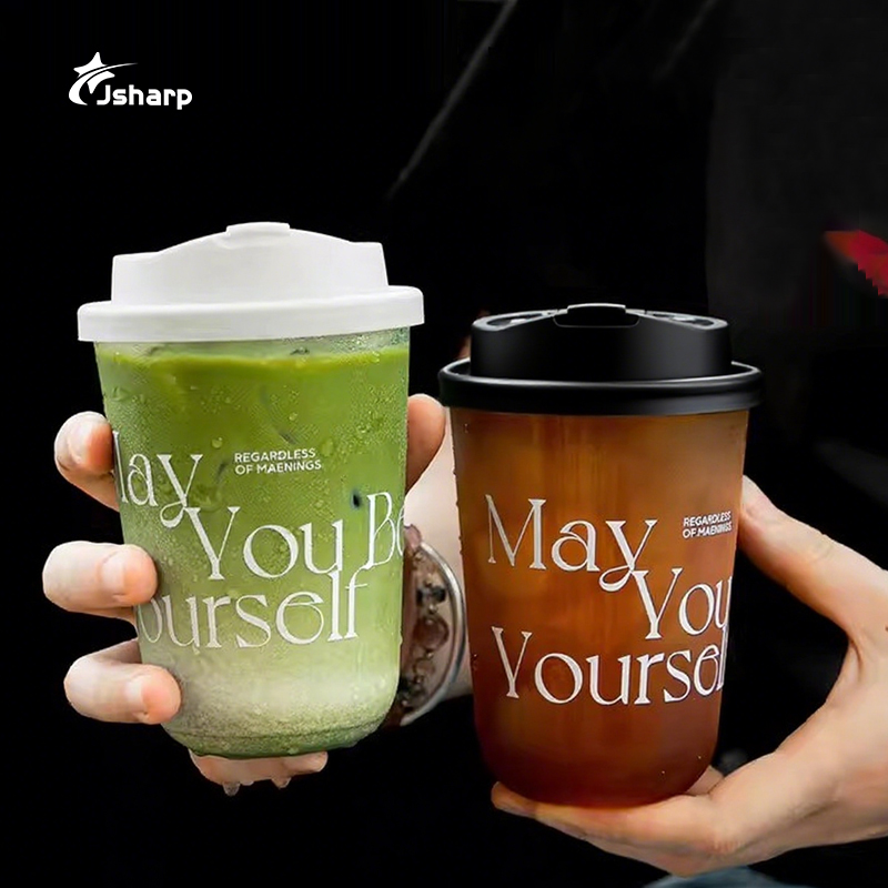 Custom Logo Disposable 16oz 20oz PET Plastic Cup For Take Away For Milkshakes Cold Drinks Bubble Beverages
