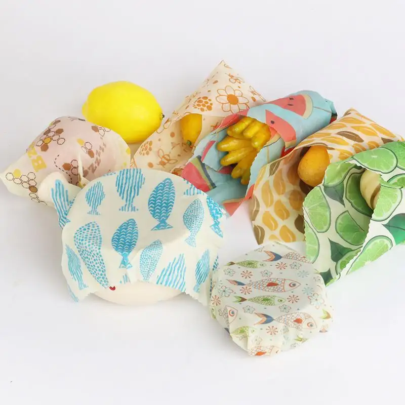 Eco Friendly Soy Wax Vegan Beeswax Food Wrap Reusable Custom Printed Organic Bees Wax Wraps 33*100cm Beeswax Food Wrap Rolls