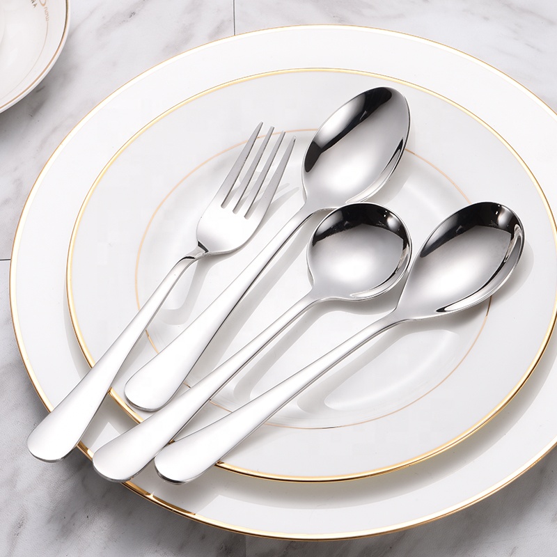 Eco-Friendly Silver Cutlery Set Knife Fork Spoon Flatware Stainless Steel Desert Forks for Festive Dining