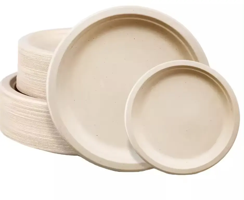 Biodegradable Bagasse Plates 10 Inch Disposable Sugarcane Dish For Zero Waste Parties Sustainable Catering