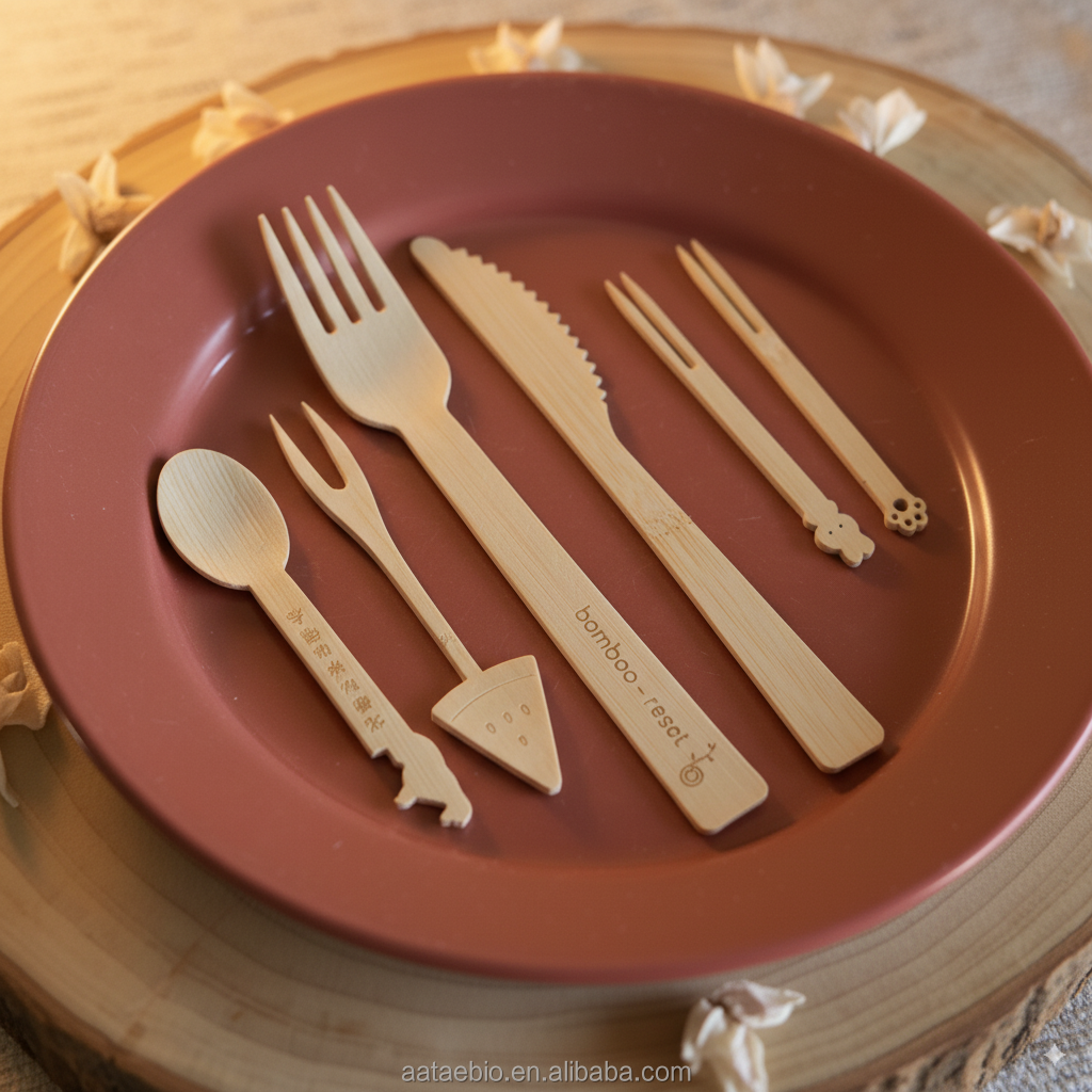 Eco-Friendly Disposable Bamboo Cutlery Simple Style Wooden Spoon for Back to School Biodegradable Customized Quantity