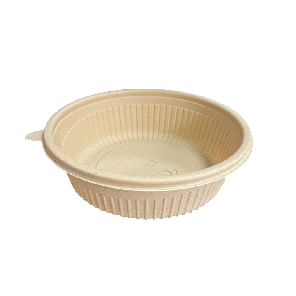 Wholesale Disposable Oil-proof Rice Husk Salad Bowl Lid Microwavable BPA Free For Noodles Cookies Take-out Delivery