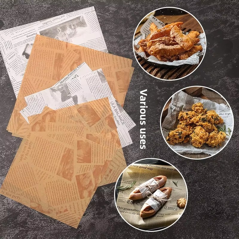 Wholesale Customized Printed Logo Food Grade Greaseproof Wax Sandwich Packaging Paper for Food Burger Fried Chicken Fries