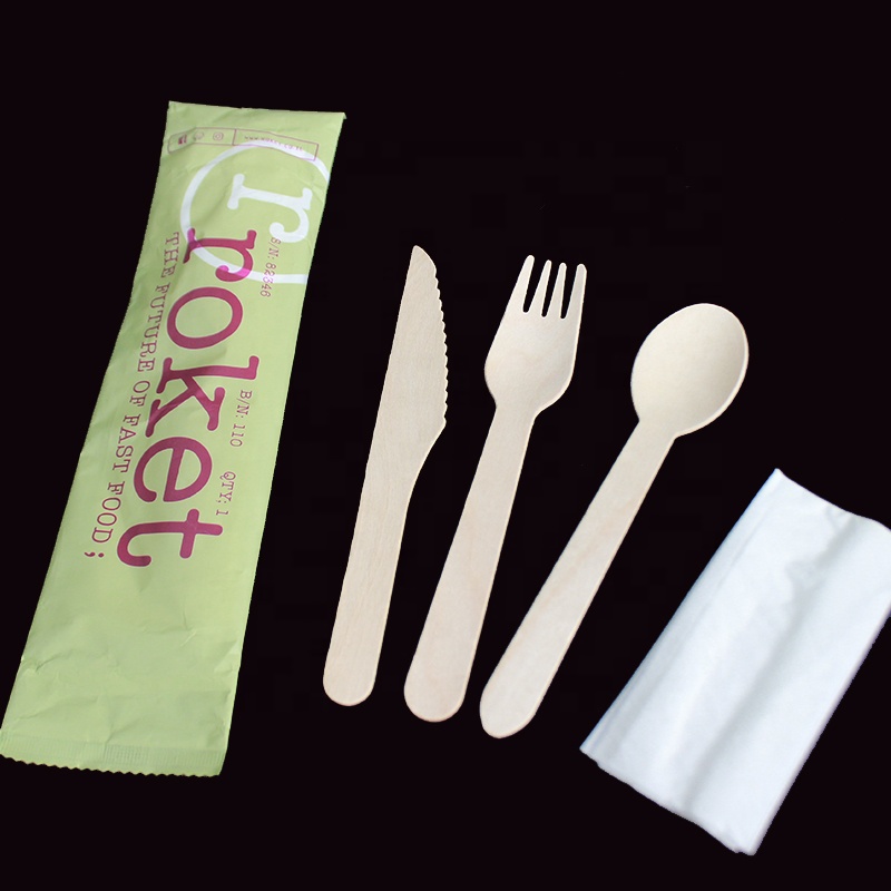 Compostable Utensils Disposable Wooden Cutlery Set Wood Flatware Set for Restaurant Eco-friendly Cutlery Set
