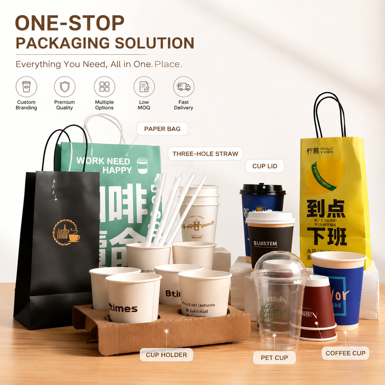 Custom Logo Disposable PET Plastic Cups with Lids 8/12/16oz Clear Takeaway Cups for Outdoor Picnic Iced Coffee Bubble Tea