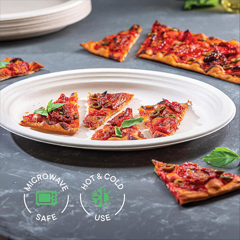 100% Compostable Heavy Duty Disposable Dinner Plates Eco-Friendly Biodegradable Sugarcane Bagasse Oval Paper Plates