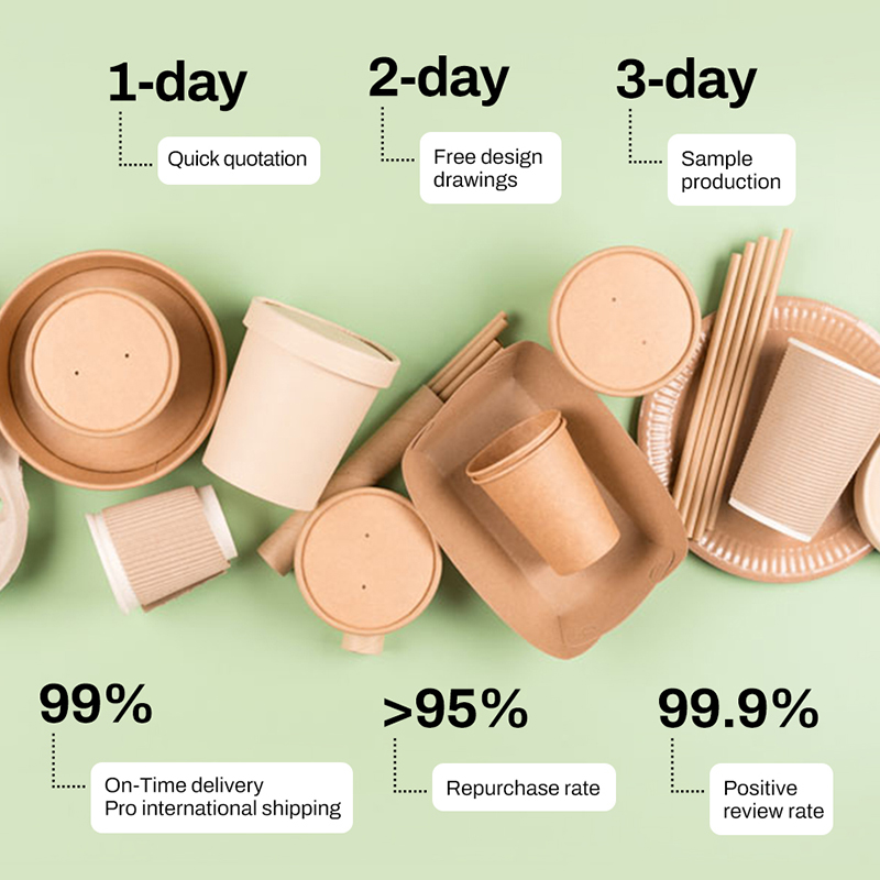 Custom Logo Disposable 500ml 750ml 1100ml 1300ml Craft Paper Salad Bowls Food Grade Biodegradable Paper Bowls For Noodles Salads