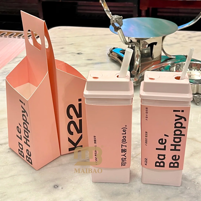 Custom Eco Recyclable Disposable Takeout PP Clear Rectangle Cold Drink Boba Fruit Tea Yoghurt Slush Square Plastic Cup With Lid