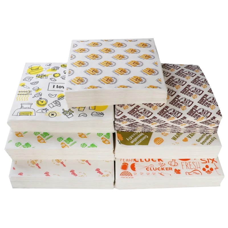 Custom Printed Grease-Proof Biodegradable Butter Wrapping Paper Coated Sandwich Wax Packaging For Burgers And Food