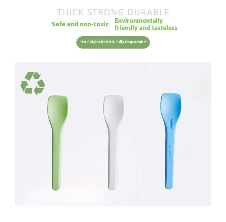 CPLA Ice Cream Spoon Eco-friendly Cornstarch Dessert Yogurt Spoons