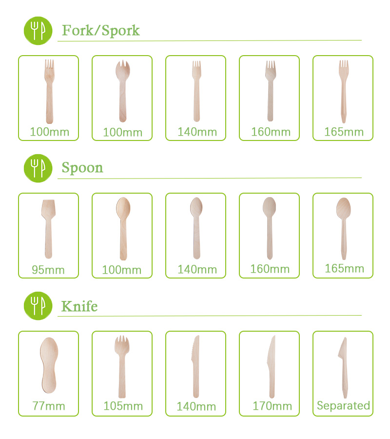 Wooden Cutlery Dimensions & Specifications