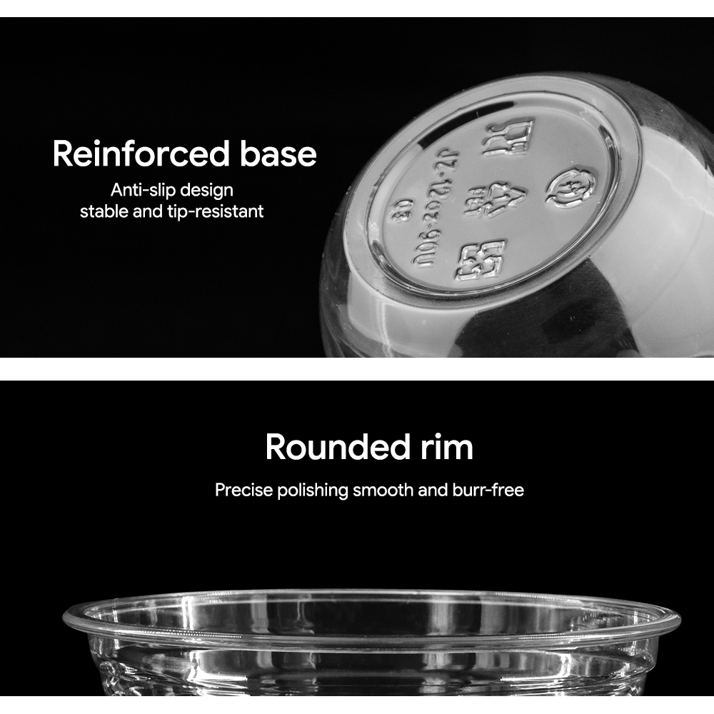 KINGWIN Disposable Biodegradable Drinking Clear PET PLA Plastic Cup Cold Drinking With Lids
