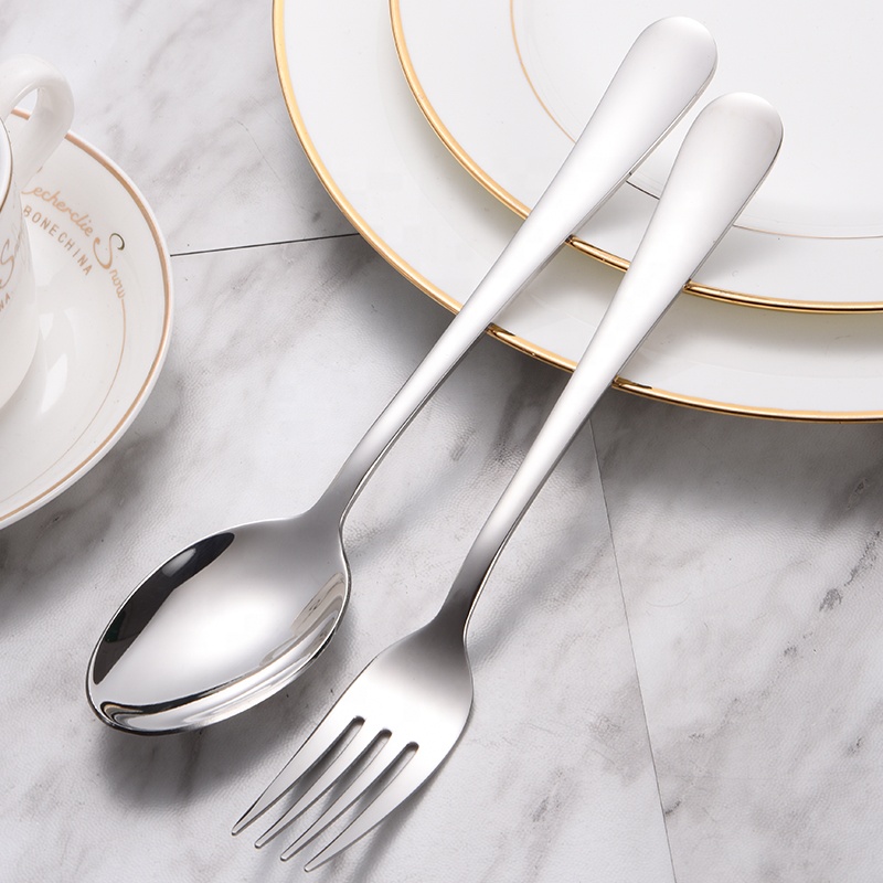 Eco-Friendly Silver Cutlery Set Knife Fork Spoon Flatware Stainless Steel Desert Forks for Festive Dining