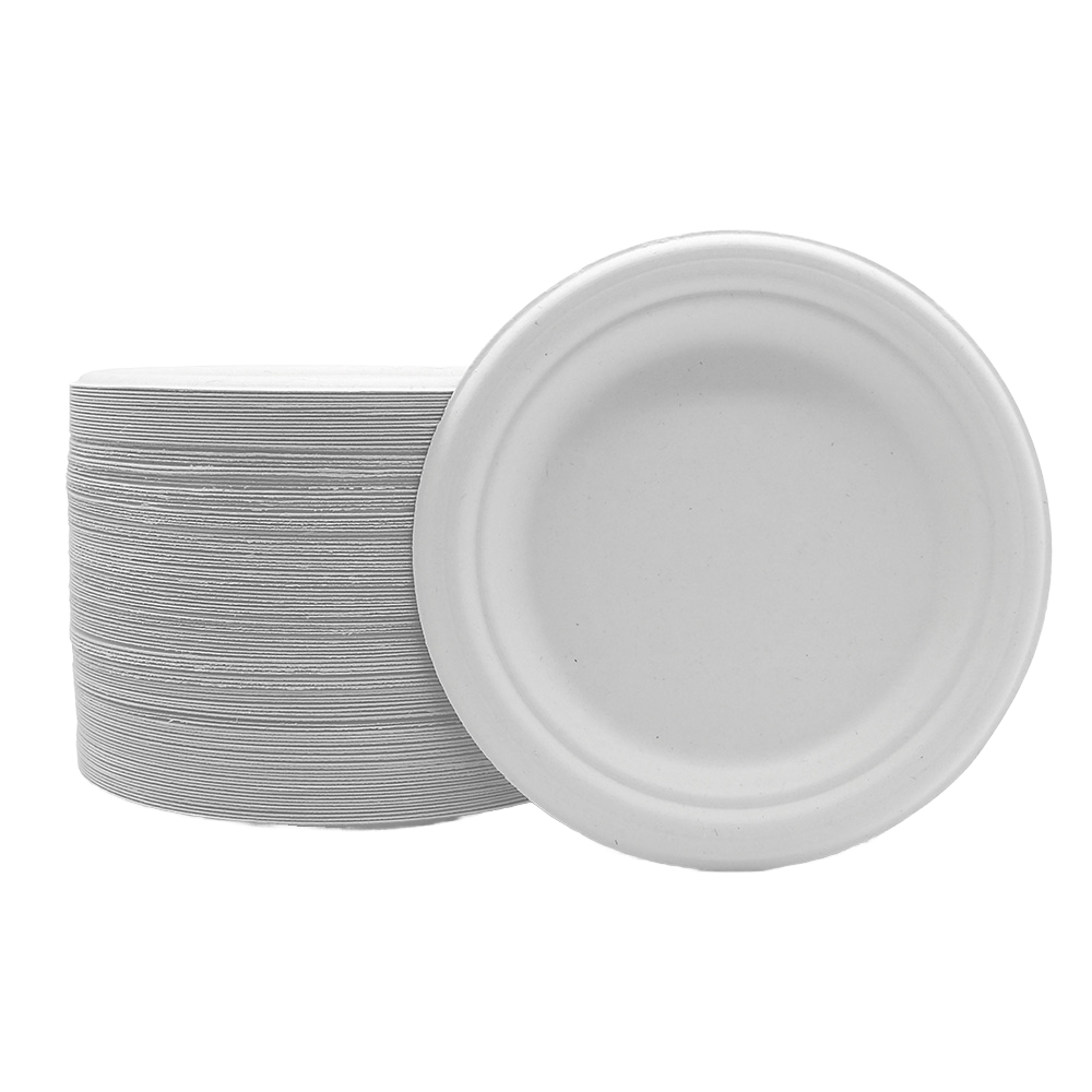 Modern Design Heavy Duty Disposable Bagasse Pulp Plate Compostable Made Corn Starch For Restaurants