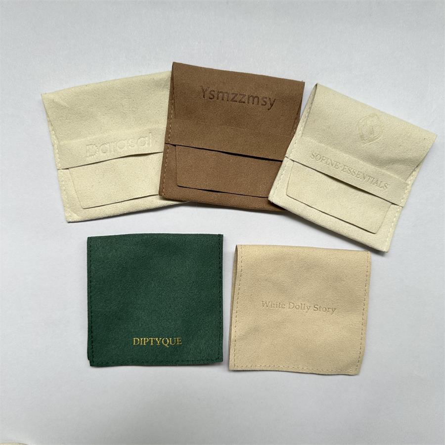 Microfibre Jewelry Pouch Packaging Bag Pouches Velvet Custom Pochon Bijoux With Logo Pochette Suede Microfiber Bags