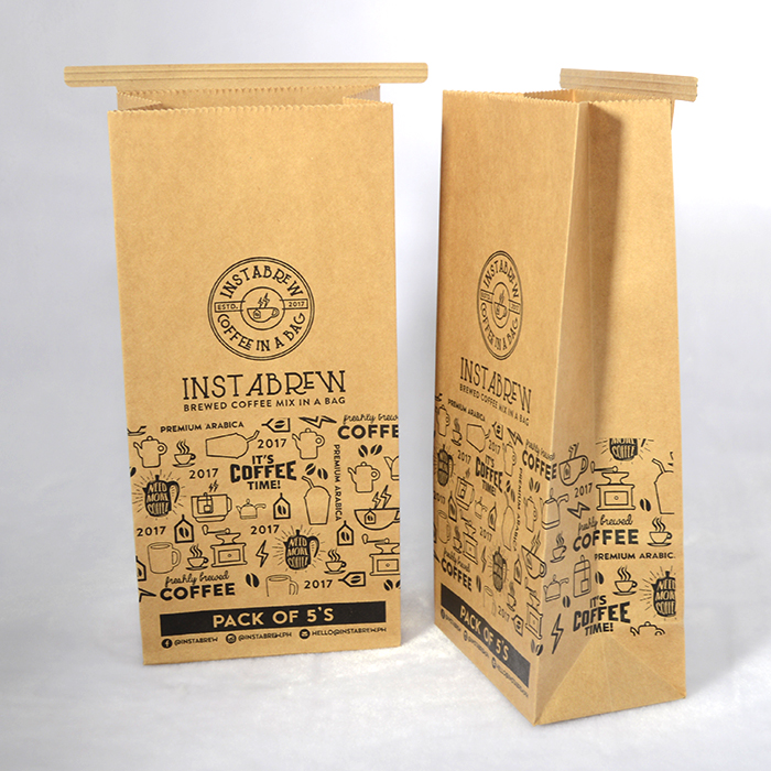 Custom Logo Biodegradable Recyclable PE Material Kraft Paper Coffee Bean Bag with Tin Tie Food Packaging for Kraft Storage