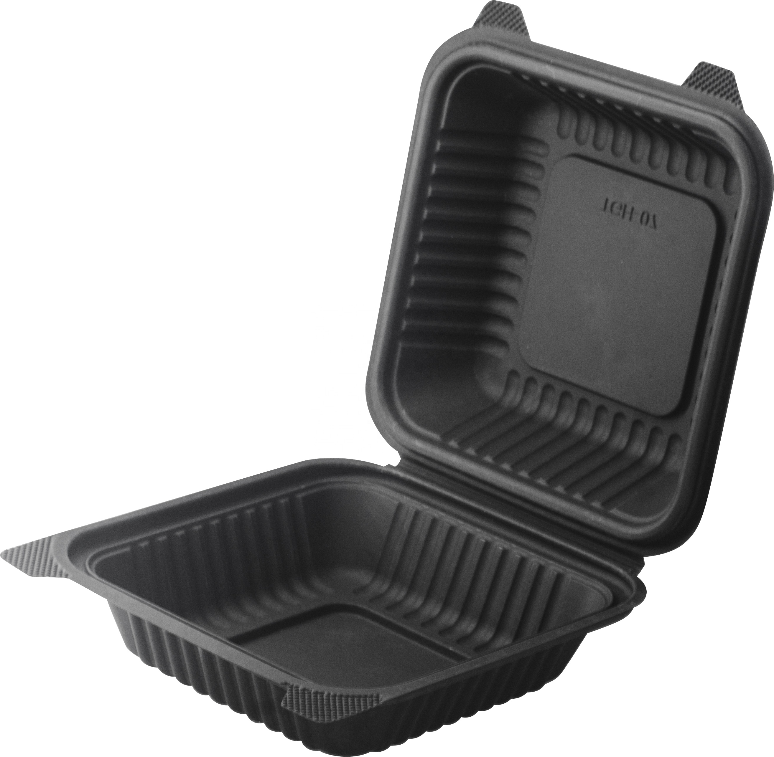 Biodegradable Black Take Out Lunch Box Microwave PLA Compostable Meal Prep Clamshell Container For Sushi Noodles For Packaging