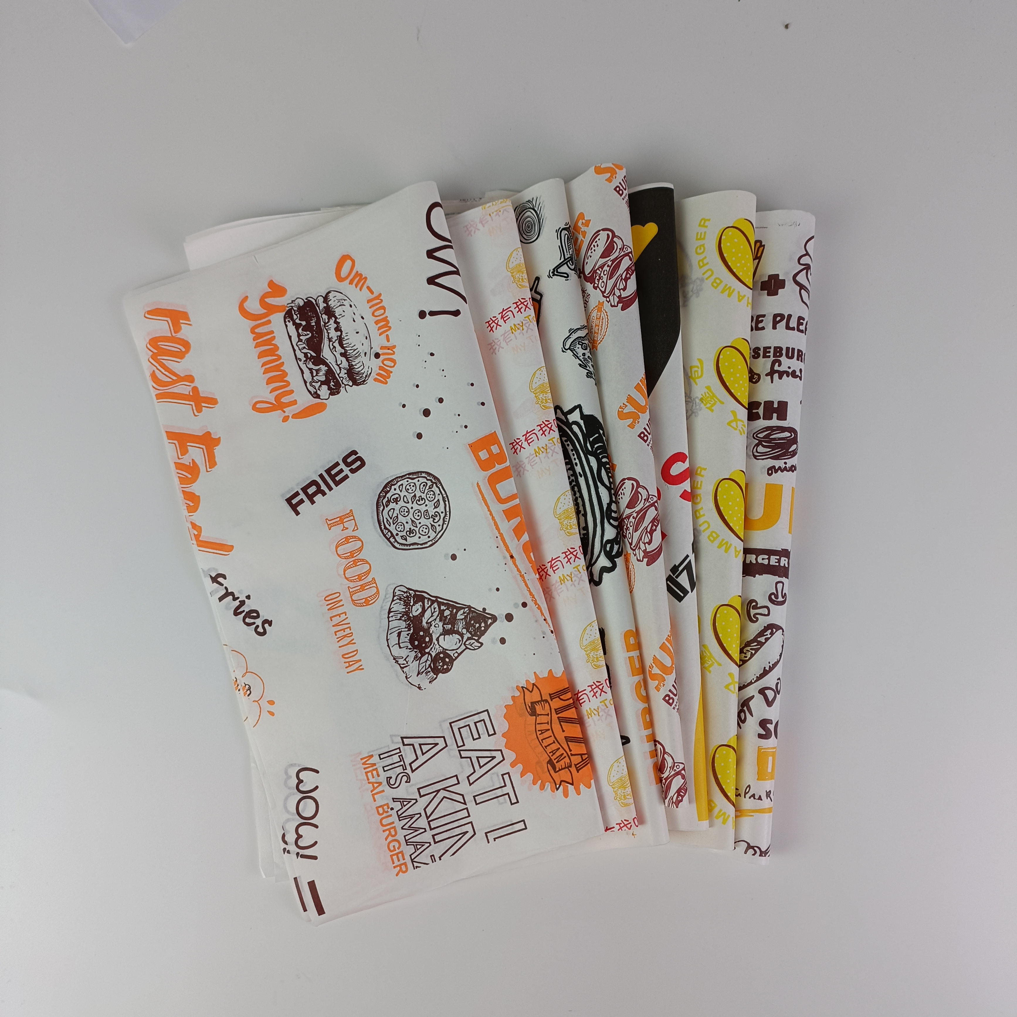 Customized Food Grade Greaseproof Bees Wax Paper Coated Sandwich Deli Wrap with Custom Logo Printed for Pizza