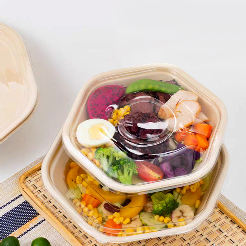 Disposable Environmentally Friendly Sugarcane Paper Biodegradable Lunch Box Salad Bowl with Embossing 90-Day Degradation