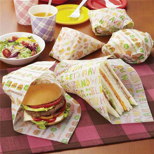 Wholesale Customized Printed Logo Food Grade Greaseproof Wax Sandwich Packaging Paper for Food Burger Fried Chicken Fries