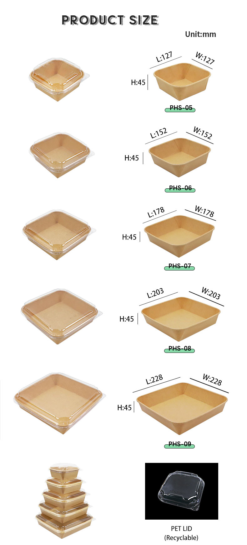Disposable food container sample