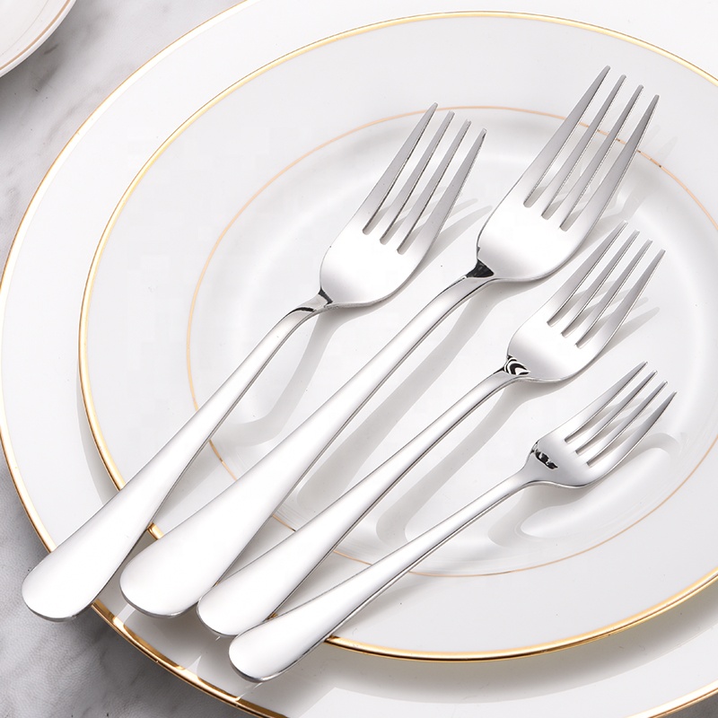 Eco-Friendly Silver Cutlery Set Knife Fork Spoon Flatware Stainless Steel Desert Forks for Festive Dining