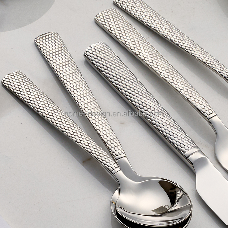 HighSS304 Stainless Steel Spoon and Fork Set with Mirror Polish Eco-Friendly Modern Cutlery for Hotel Wedding Kitchenware