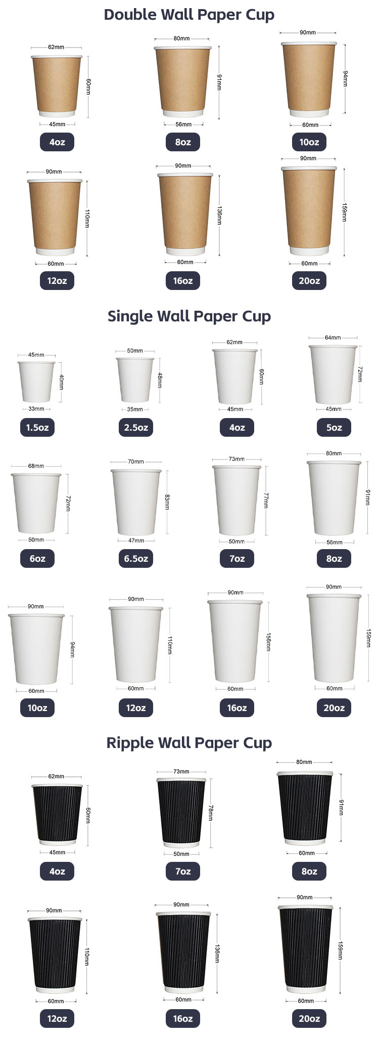 Customized Printing Eco Friendly Gold Stamping Hot Tea Coffee Cups Double Wall Paper Cup with Lids and Sleeves Instant to Go Cup