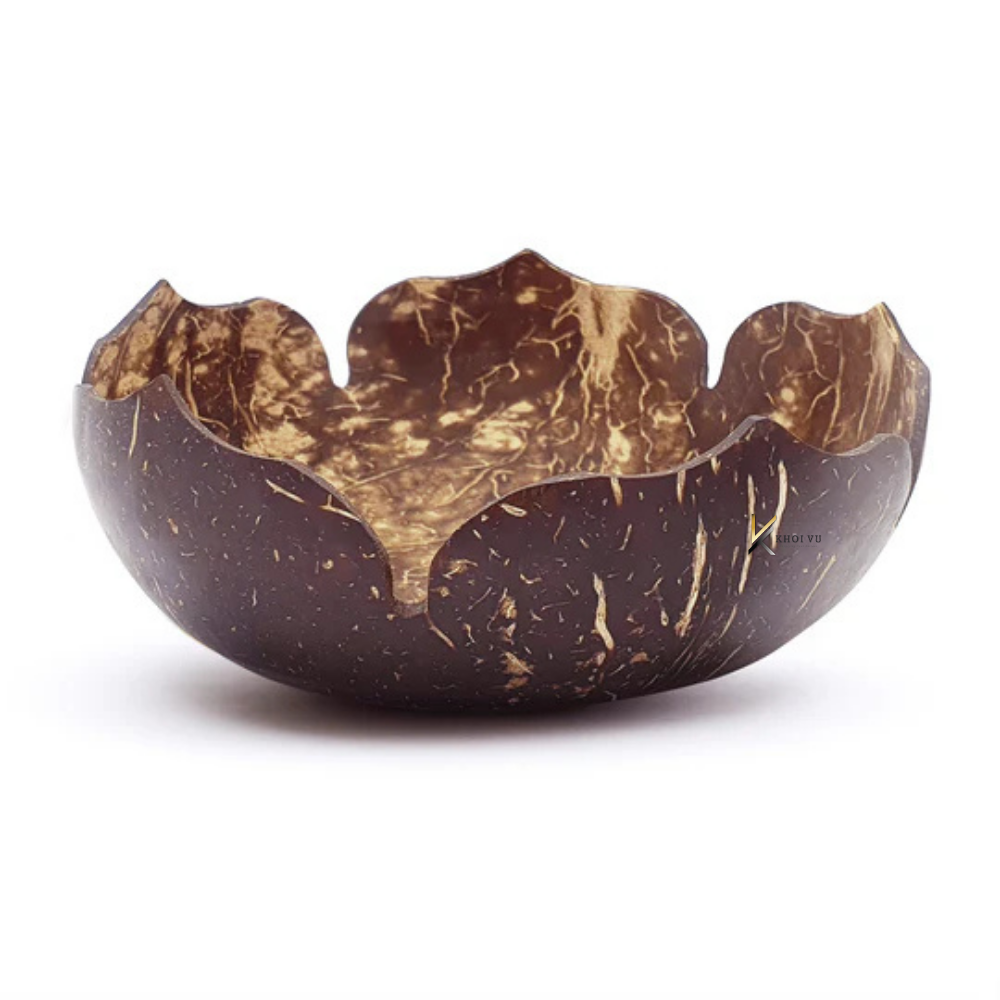 Newest Design Handmade Flower Shaped Eco-Friendly Vintage Coconut Shell Bowls Customized 10 13cm Vegan Organic Salad Bowl Party