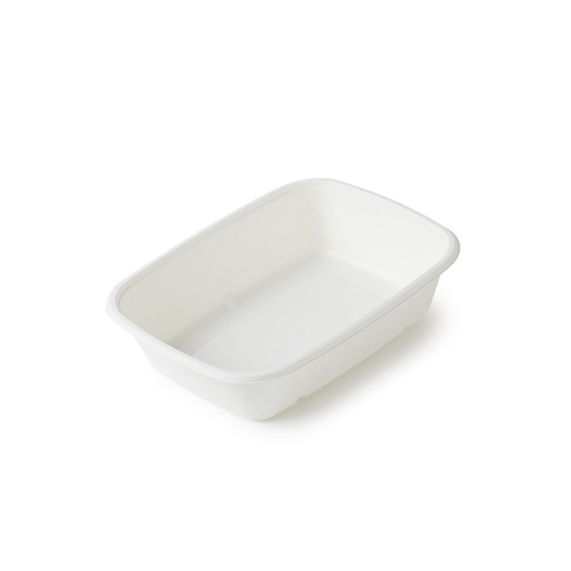 200ml 500ml Biodegradable Eco Disposable White Sugarcane Round Food Container with Lid Microwave Safe 9''/10''/12'' Sizes