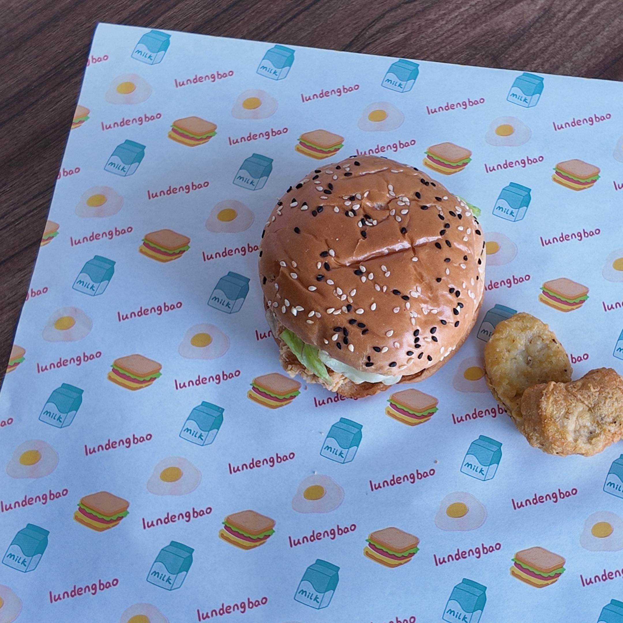 Custom-Made Recyclable Greaseproof PE Coated Virgin Specialty Paper Printed Layers Baking Bread Tray Mat Hamburger Sandwich