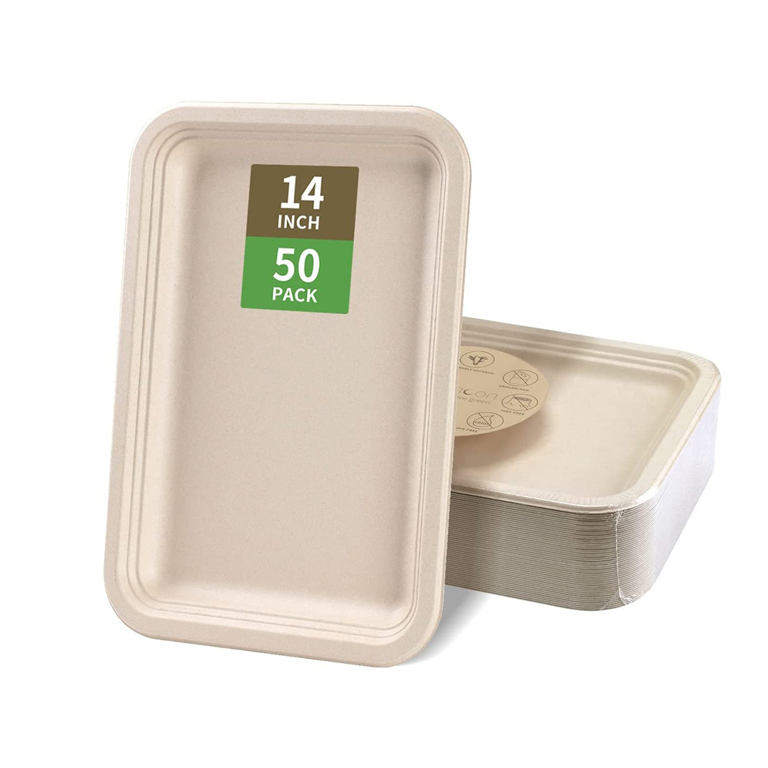 Compostable Bio Food Container Plates Biodegradable Dinnerware Set Eco Friendly Sugarcane Bagasse Paper Plate Perfect For BBQ Ca