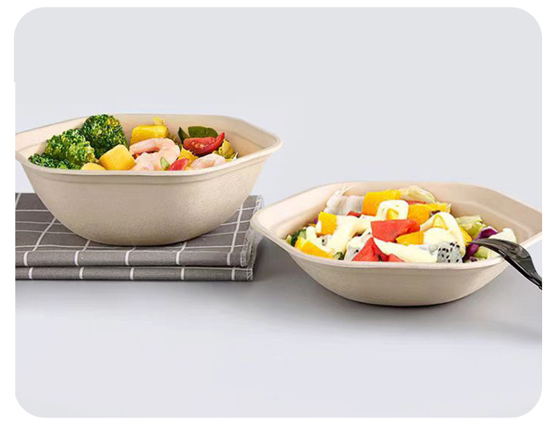 Disposable Environmentally Friendly Sugarcane Paper Biodegradable Lunch Box Salad Bowl with Embossing 90-Day Degradation