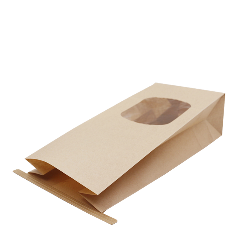 Brown Kraft Food Packaging Paper Bag With Window