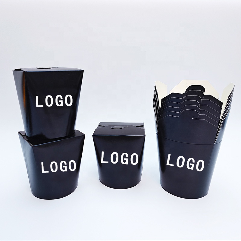 Customized Packaging Boxes Takeaway Disposable Biodegradable Paper Black Takeaway Food Container