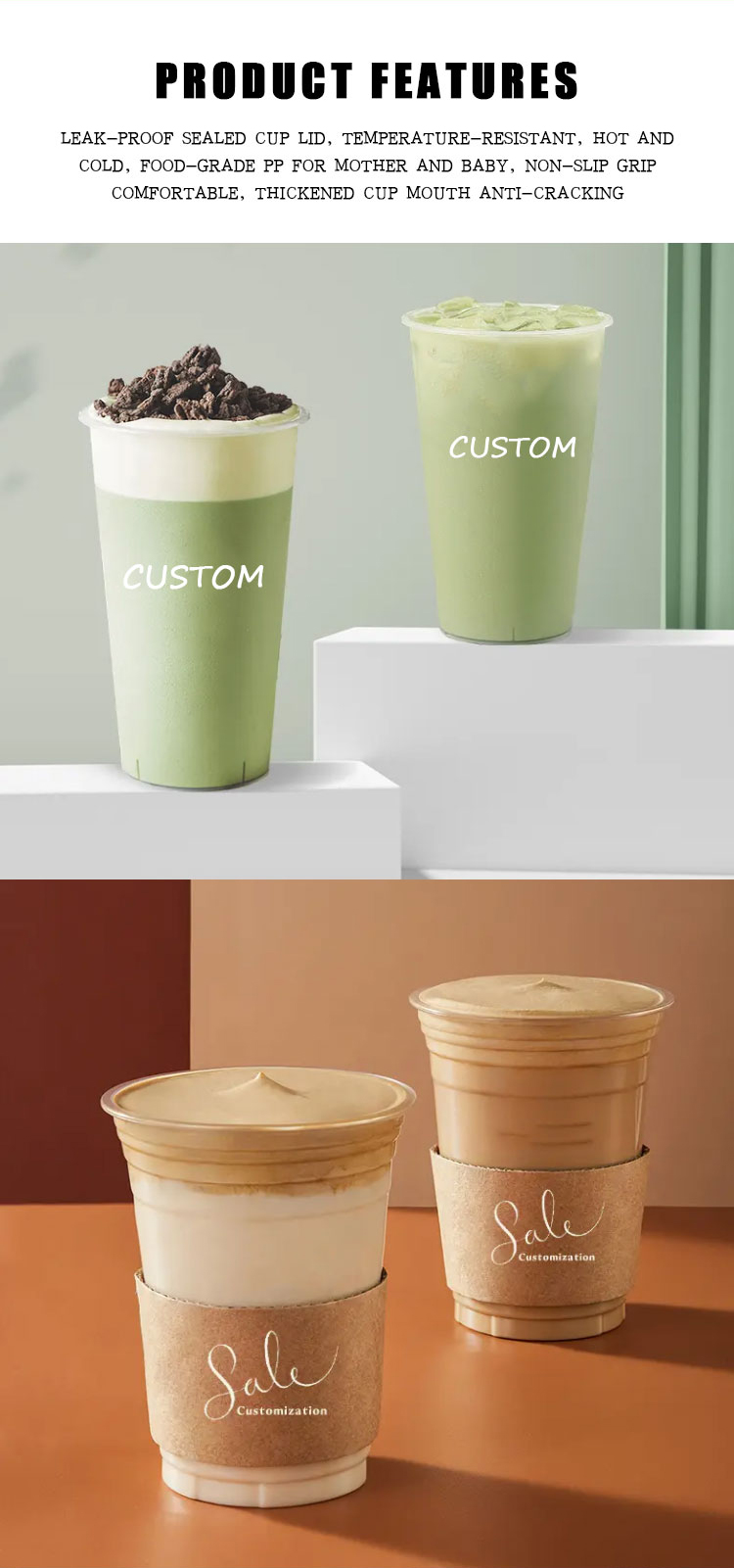 Printing LOGO Plastic PP Pet Cup Caliber 360ml 500ml 700ml Transparent Clear Plastic Cups Bubble Tea Cup With Lid and Straw
