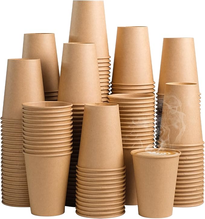 Customized Printed logo Disposable Coffee Paper Cup Biodegradable Double-layer Hot Drink Paper Coffee Cup with Lid