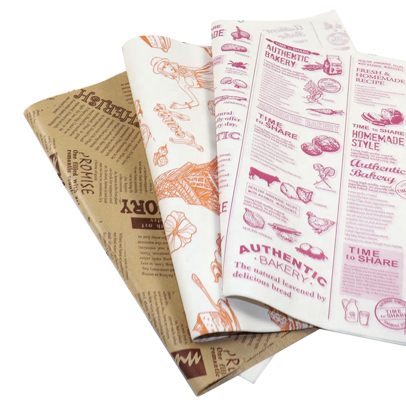 Printed Logo Size Wrap for Food Grade Butcher Wax Paper Burger Greaseproof Deli Meat Wrapping PE Coated Sandwich Paper