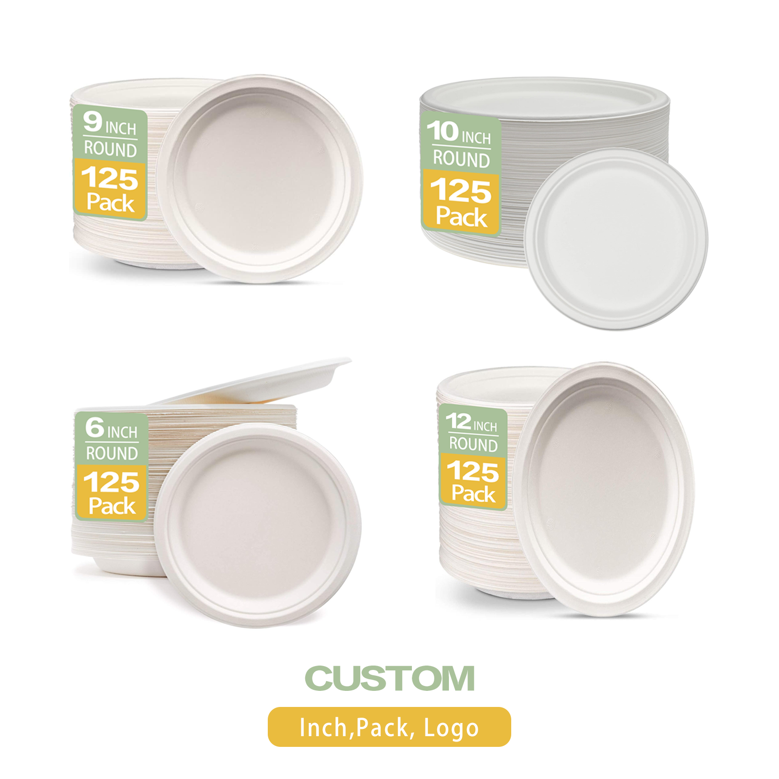 Heat-Resistant Bagasse Disposable Dinner Plates
