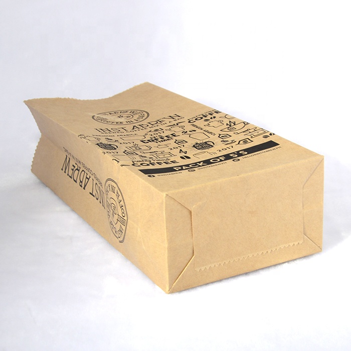 Custom Logo Biodegradable Recyclable PE Material Kraft Paper Coffee Bean Bag with Tin Tie Food Packaging for Kraft Storage