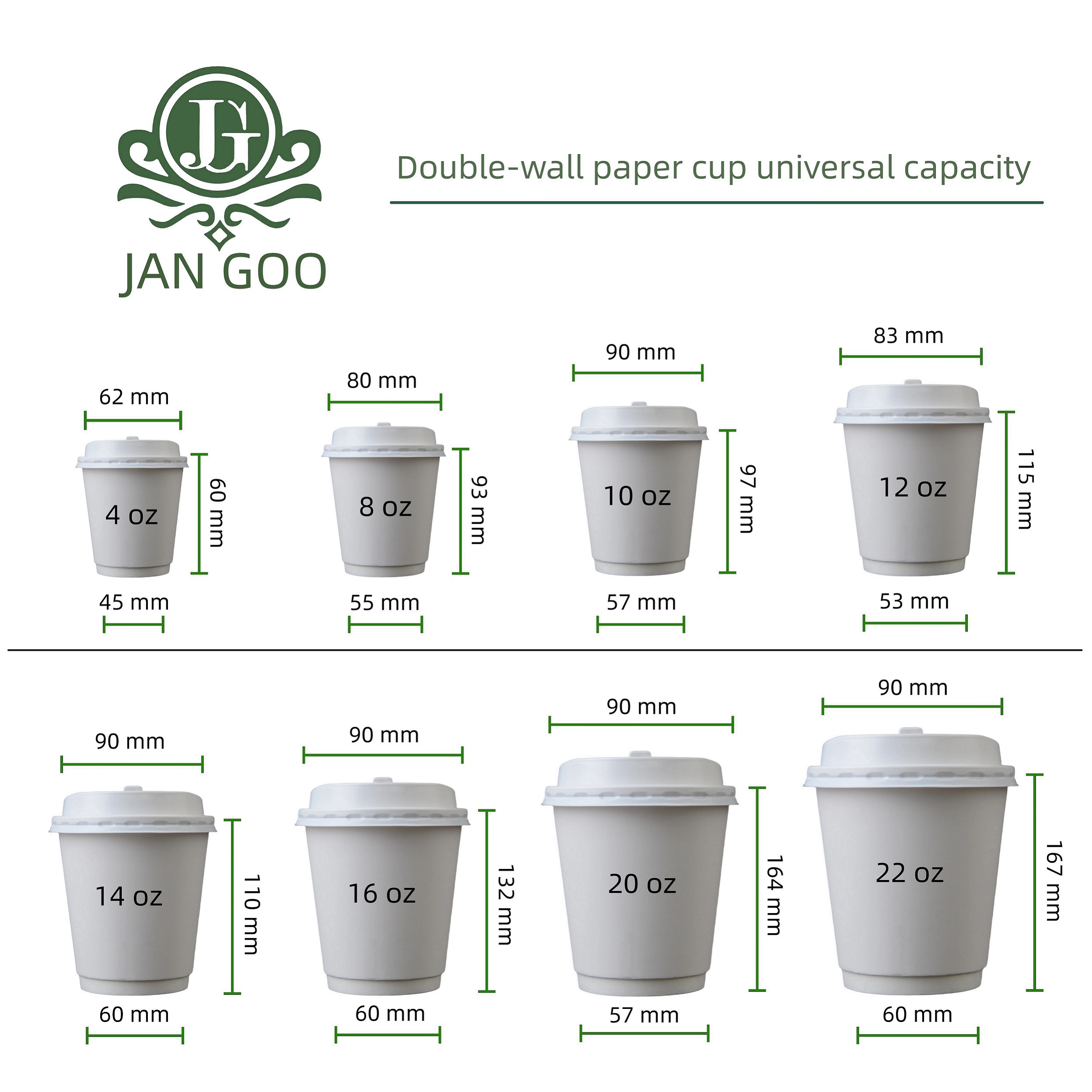 Custom Disposable Double Wall Waterproof Paper Cup Eco-friendly Food Grade Biodegradable Hot Coffee Cup
