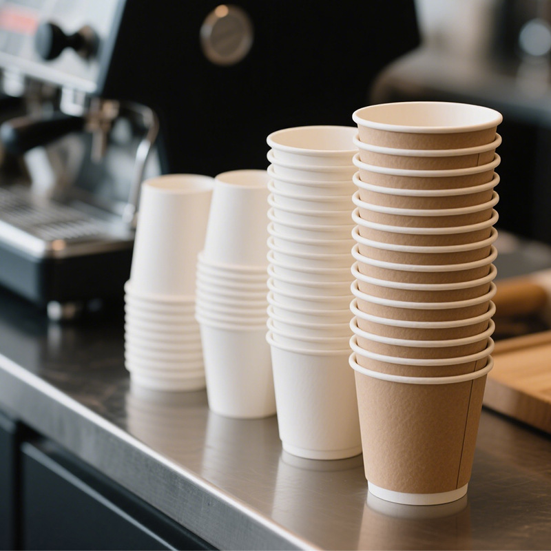 2024 Custom Logo Printed Disposable Double Wall Packaging Paper Cups With Lids 12oz 16oz Coffee Bubble Tea Paper Cups PP Lid